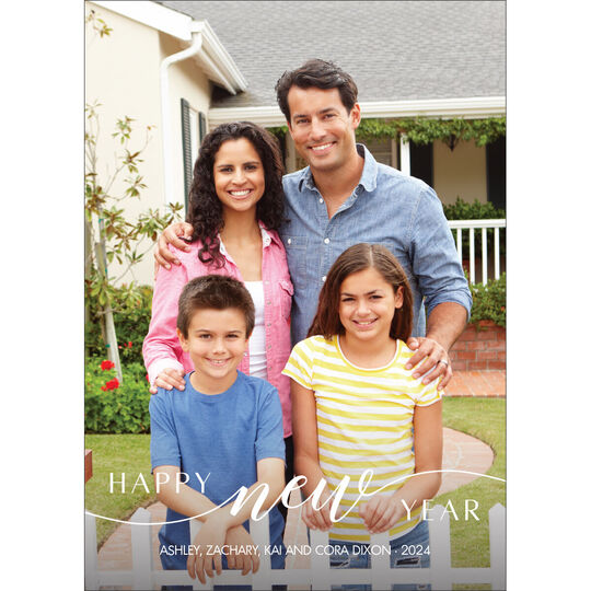 Vertical New Beginnings Holiday Photo Cards